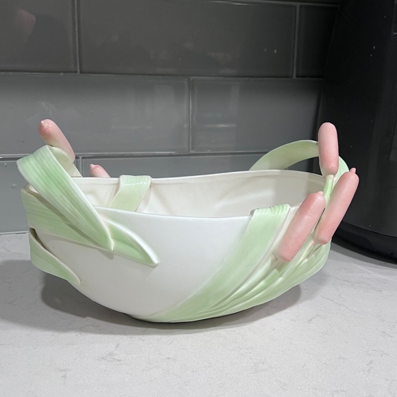 Vintage Fitz and Floyd Ceramic Cattails Basket Like New - Picture 1 of 4